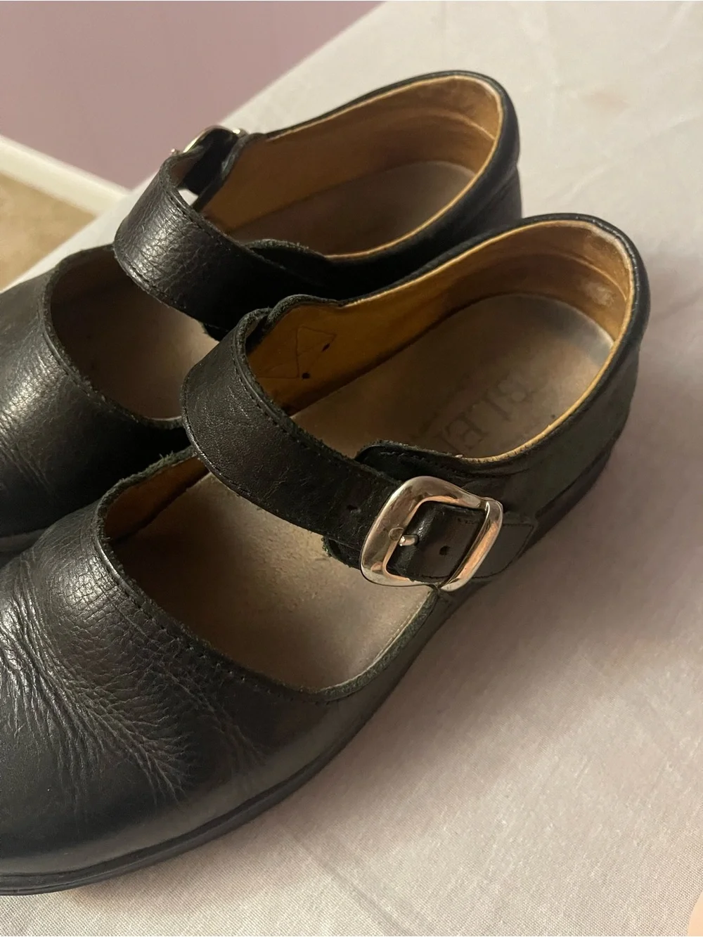 Women’s Blend Black Leather Mary Jane Shoes with Buckle